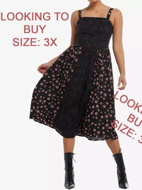 Hot Topic Thorn & Fable Color Block Floral Midi Dress 3X